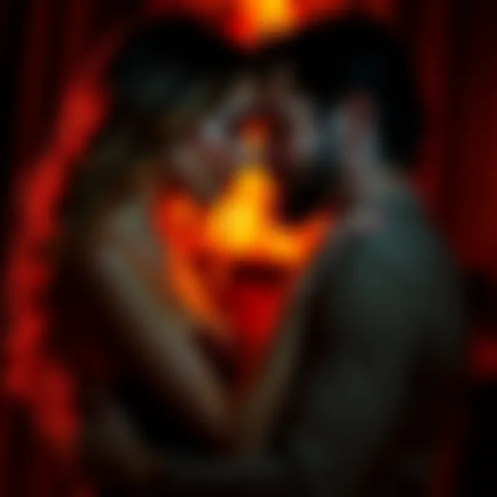 Scorpio Woman and Leo Man Together A Scorpio woman and a Leo man sharing an intimate moment, showcasing passion and connection.