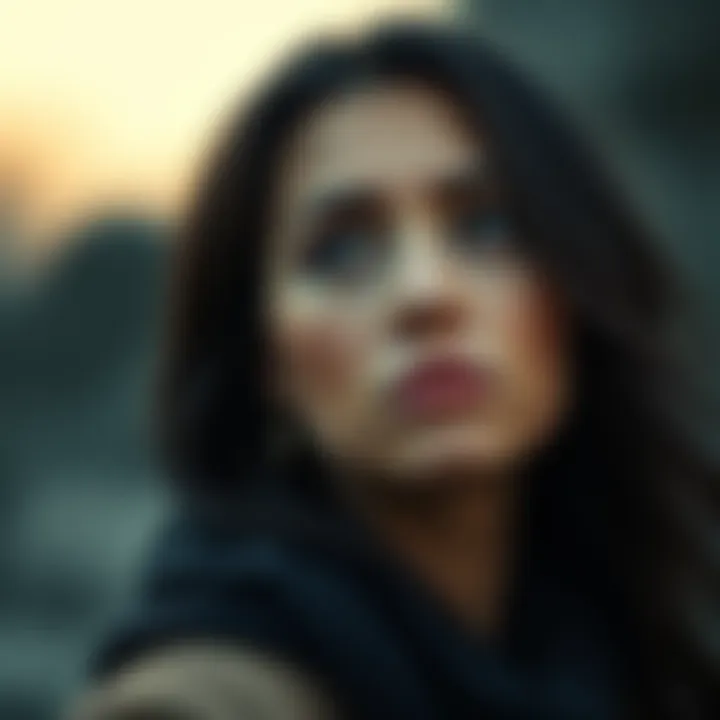 A woman with dark hair gazes thoughtfully, representing the emotional depth of Scorpio women.