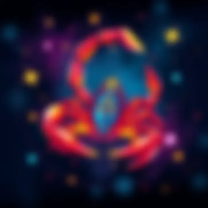 A colorful illustration of the Scorpio zodiac symbol surrounded by stars and astrological elements, representing the reactions people have to Scorpios.