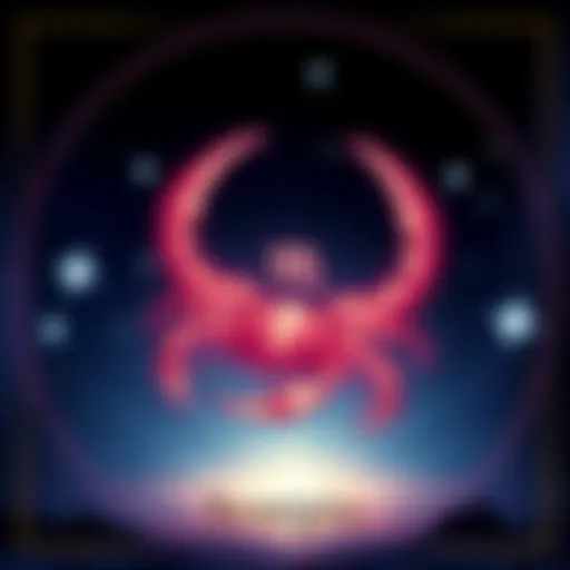 A striking illustration of the Scorpio zodiac sign, featuring its symbol with a background of stars and cosmic elements, representing intuition and insight into honesty.