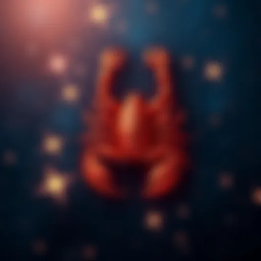 A representation of the Scorpio zodiac sign surrounded by stars, symbolizing perfectionism and aspiration in life.