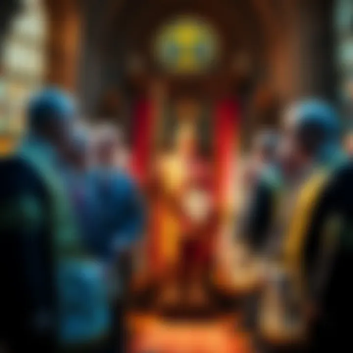 A group of men in formal attire participating in a Scottish Rite ceremony, showcasing the symbols and regalia of the 32° and Knight Templar degrees.