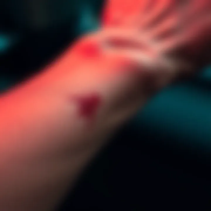 Close-up of a person's arm showing a fresh scratch that resembles a dreamt image