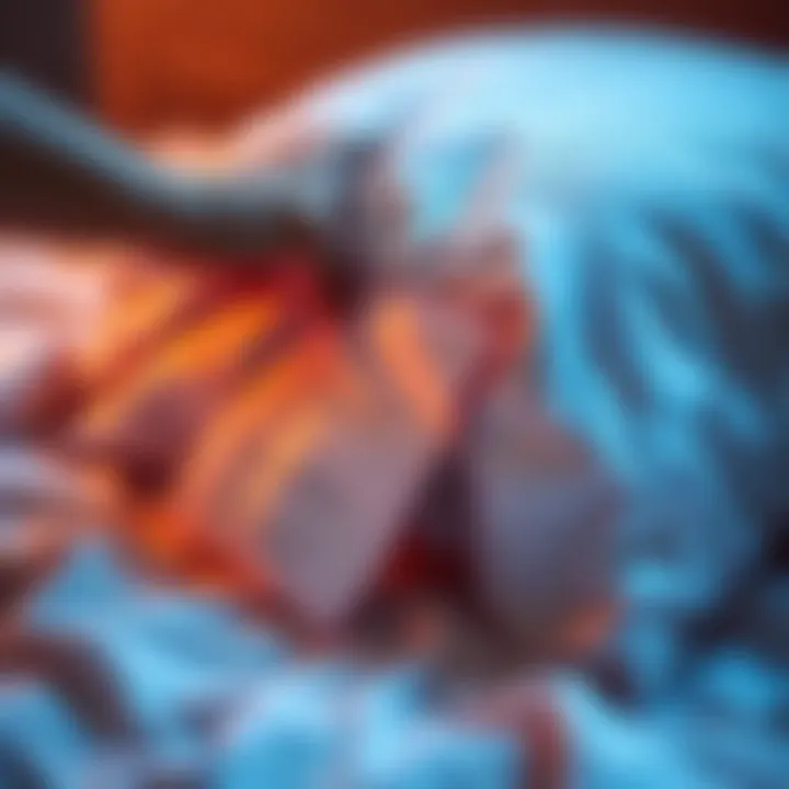 A close-up of a hand placing a folded paper script under a white pillow on a bed