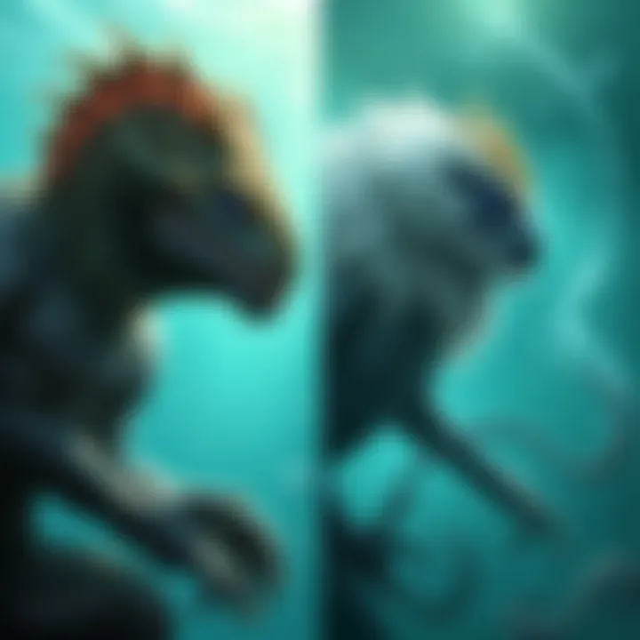 A side-by-side illustration showing the Sea Bishop and Sea Monk cryptids, highlighting their distinct features and oceanic habitat.