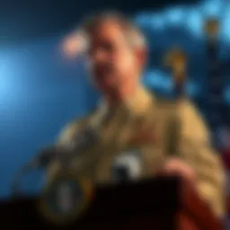 Secretary Sean Duffy speaks at a podium about eight new advanced air mobility pilot projects