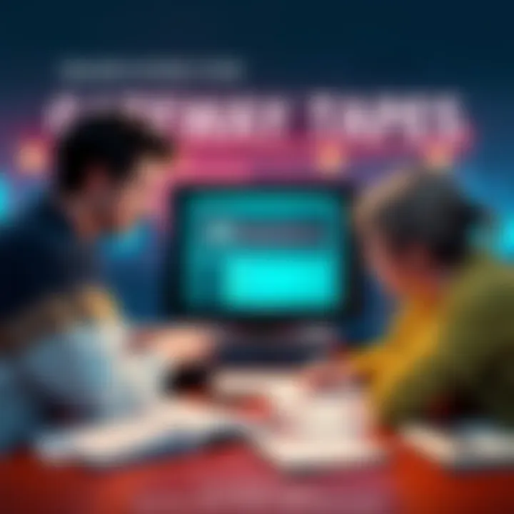 People looking at a computer screen searching for the Gateway Tapes with notes and documents around them