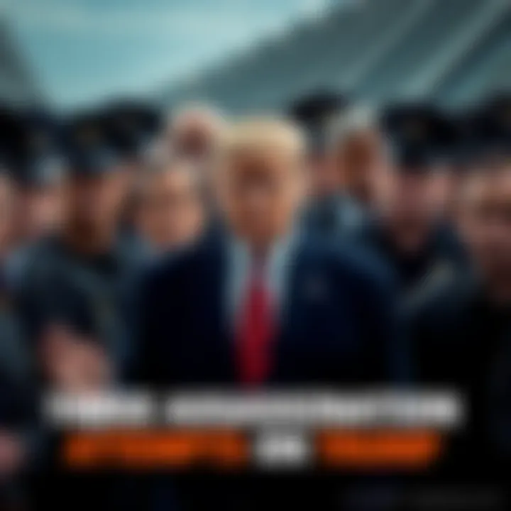 A large security detail surrounds President Trump with serious expressions, highlighting concerns over assassination attempts.