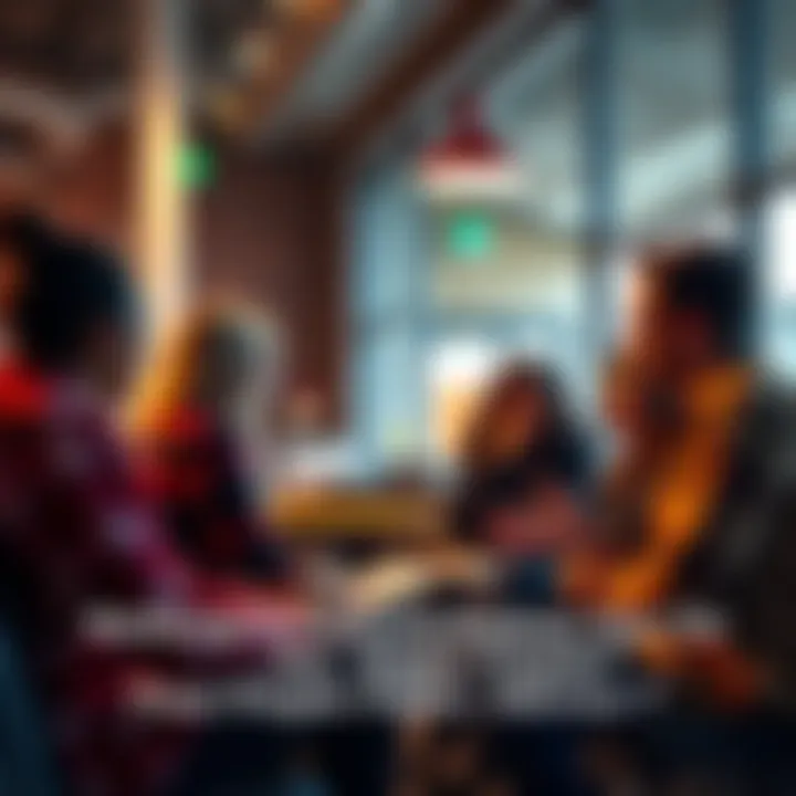 Group of people discussing and sharing advice in a casual setting