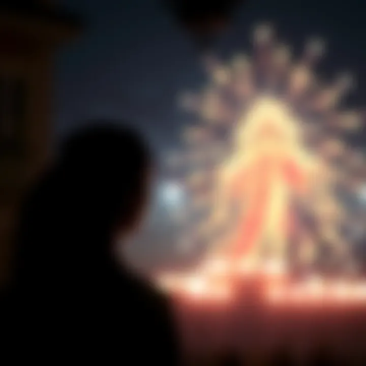 A person in a dark setting, observing a mystical figure transformed by magic, surrounded by shimmering lights