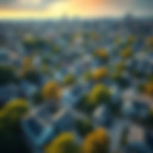 Aerial view of distinct neighborhoods in Philadelphia showing clear racial divides with different housing types and community features.