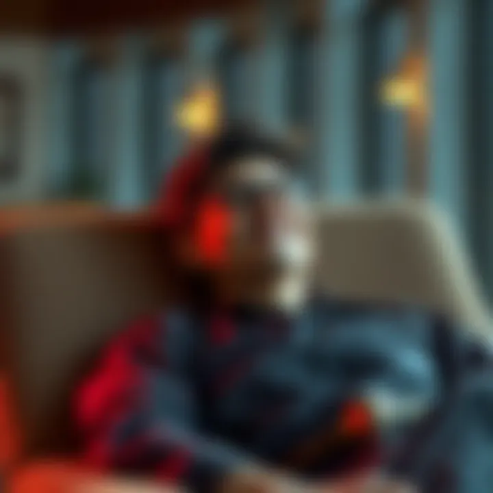 A person practicing self-hypnosis while relaxing in a comfortable chair with a peaceful expression