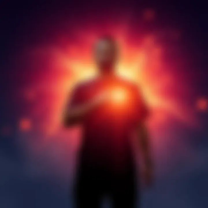 A person standing confidently with a hand on their heart, representing self-trust and intuition.