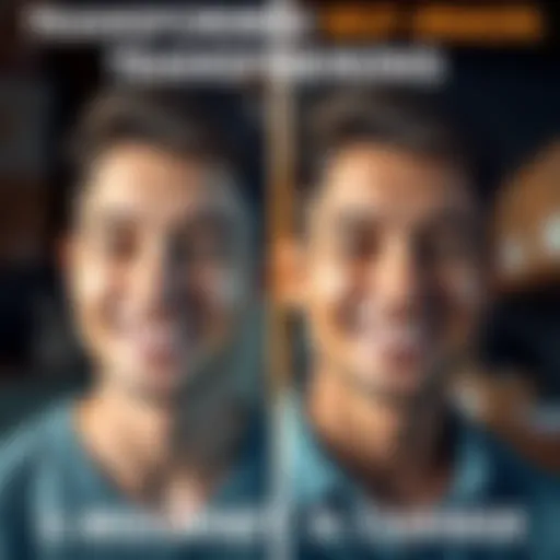 A person smiling confidently in a before-and-after comparison, showcasing their transformation process over five months.