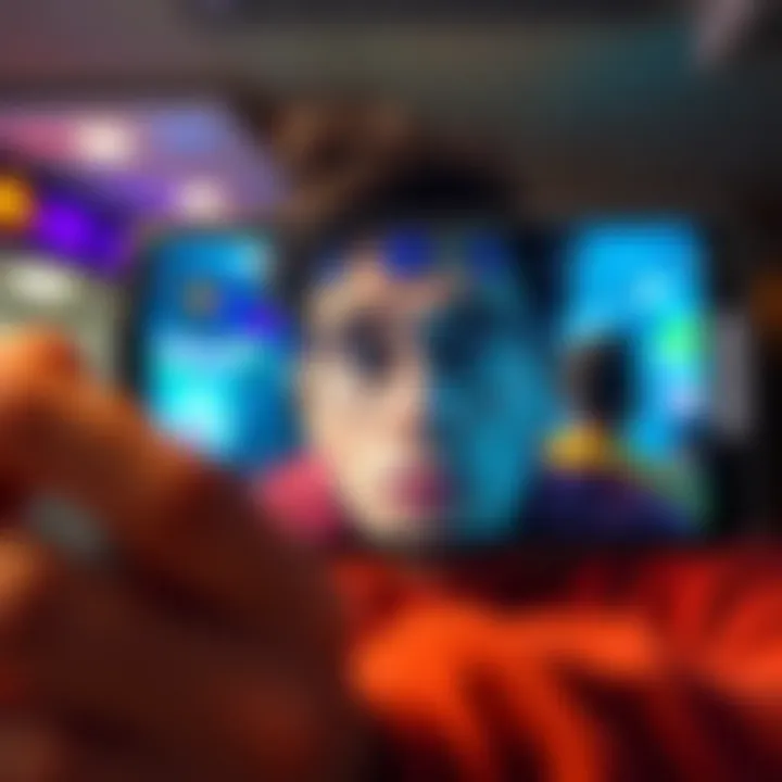 Selfie in a meme A perplexed person looking at a meme featuring their own face on a mascot. The meme appears colorful and humorous.