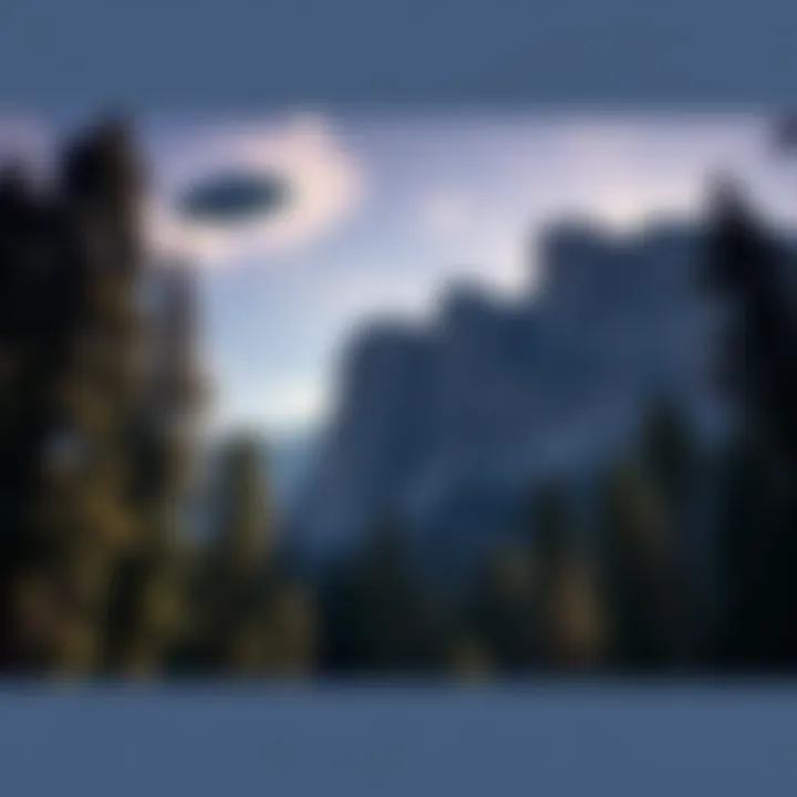 A view of Sequoia National Park with tall trees and a mysterious object in the sky, representing the 2015 sighting.