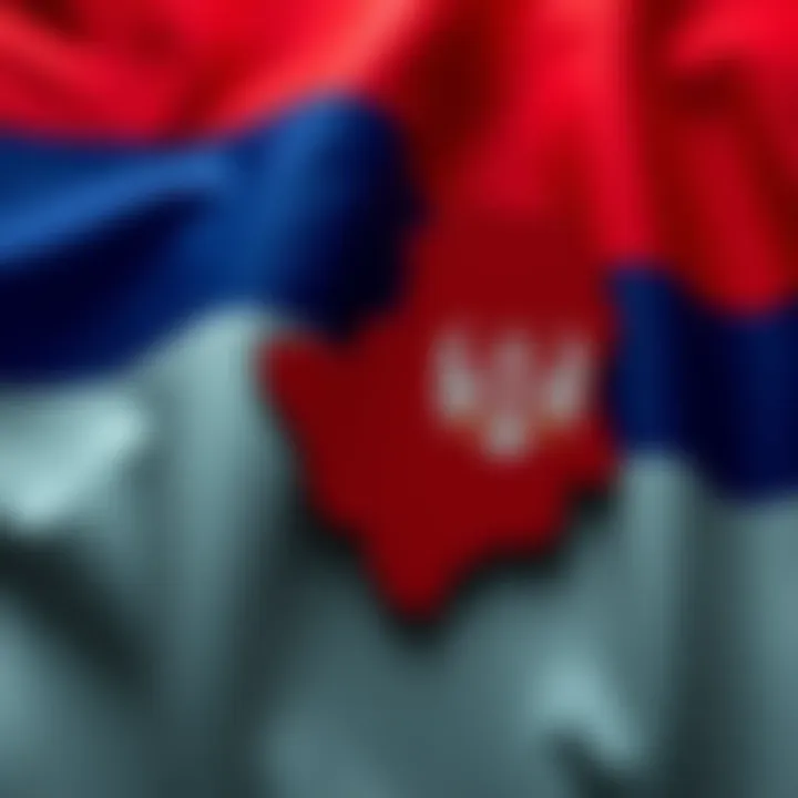 A Serbian flag next to a map of Kosovo to symbolize tensions over the region