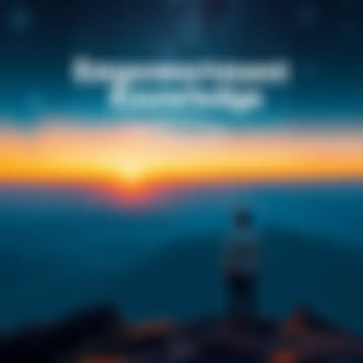 A serene landscape symbolizing clarity amidst chaos, with a person contemplating under a night sky full of stars.