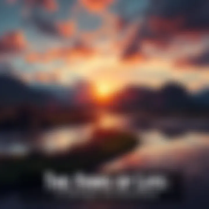 A serene landscape showing hope A peaceful scene with a bright sunrise over a calm river, symbolizing hope and a better reality, contrasting life's struggles.