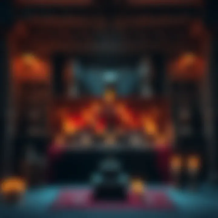 A traditional altar set up for rituals dedicated to Sutekh/Set, featuring candles, statues, and offerings.