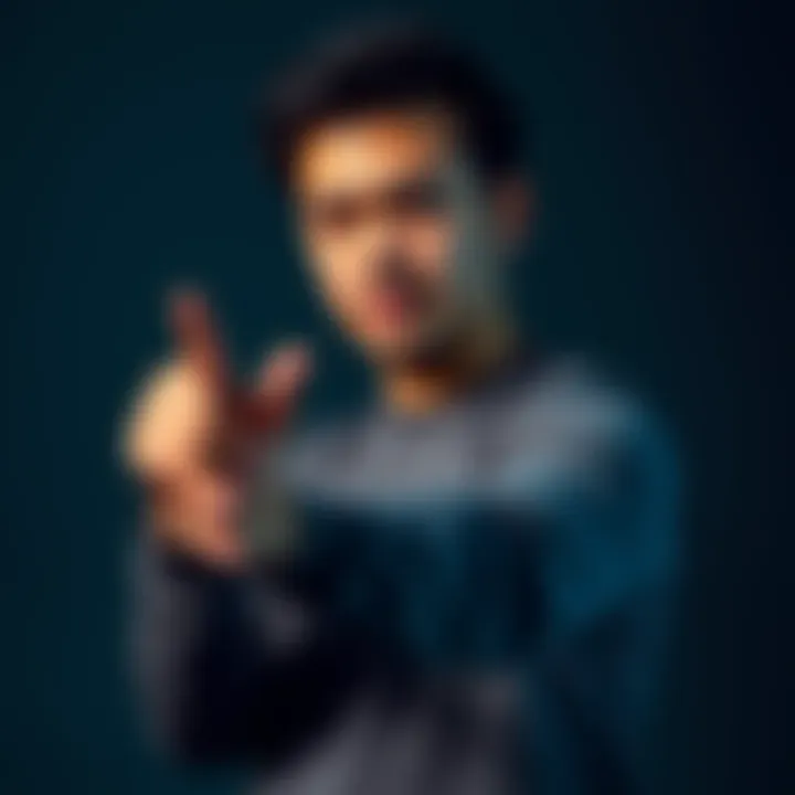 A person confidently pushing away distractions while focusing on themselves, symbolizing healthy boundaries.