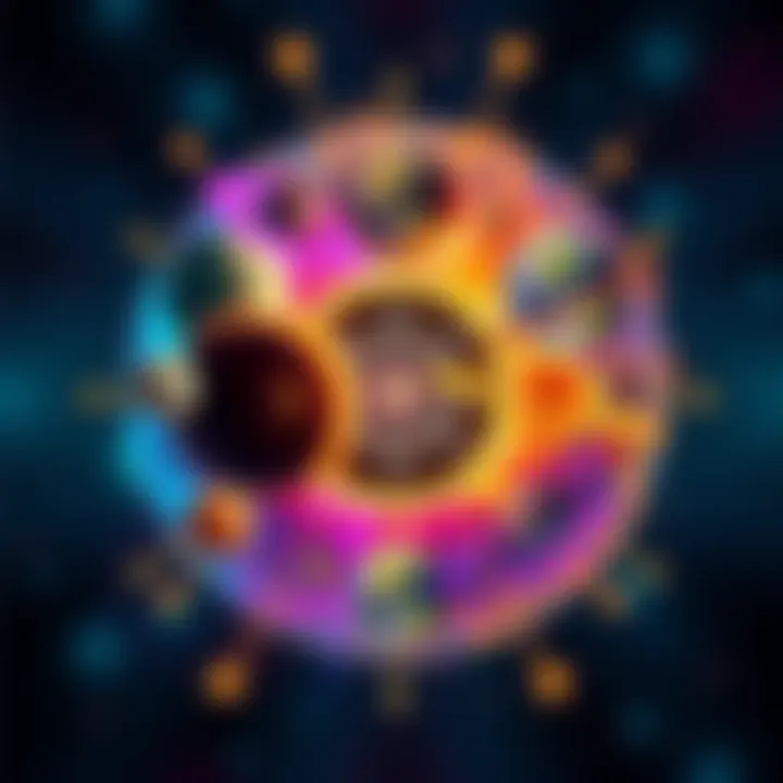A colorful depiction of Rufus Opus's Seven Spheres Planetary Magic showcasing planets and symbols of magic in a mystical arrangement