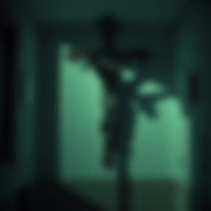 A shadow cast by a crucifix in a hospital chapel, resembling Baphomet's head, causing contemplation about its significance.