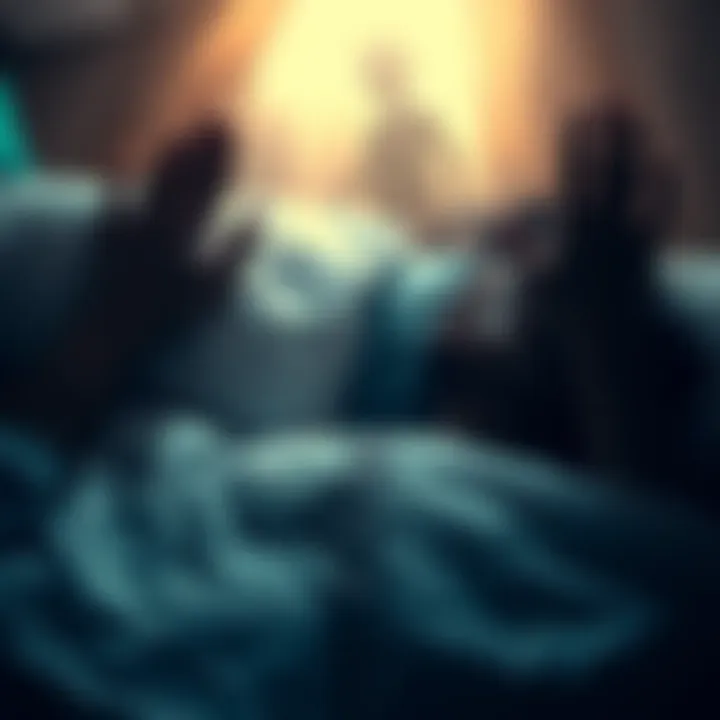 A small, shadowy figure resembling a boy appears in a woman's dream, creating an eerie atmosphere.