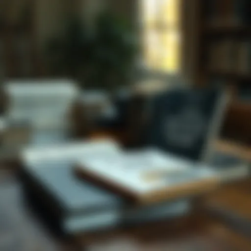 A collection of shadow work books with themes of guilt and personal growth, placed on a wooden table with soft lighting.