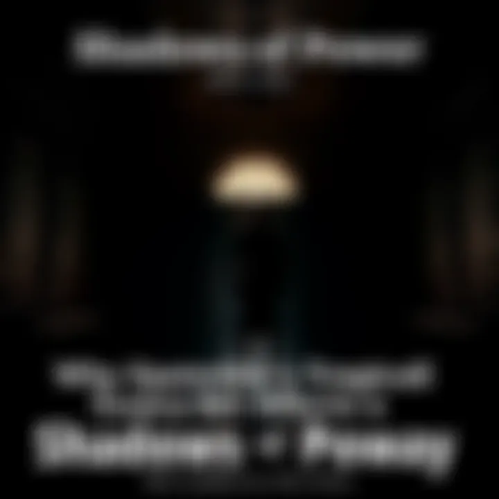 A darkened room symbolizing secrecy and power, with a silhouette of a figure representing accountability. Light barely breaks through, indicating hidden truths.