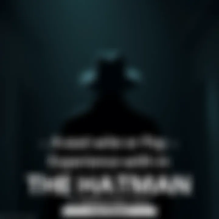 A dark silhouette of a man wearing a hat, standing in a dimly lit room, representing the Hatman