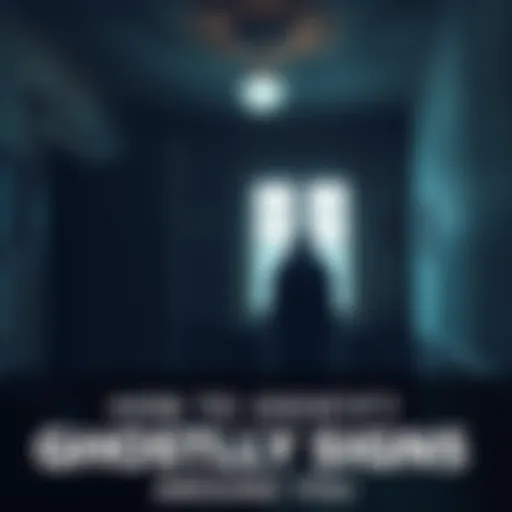 A dimly lit room with a shadowy figure standing by a window, suggesting a ghostly presence.