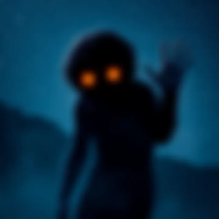 A dark figure with large eyes waving at a person in the night under a starry sky in Hawaii