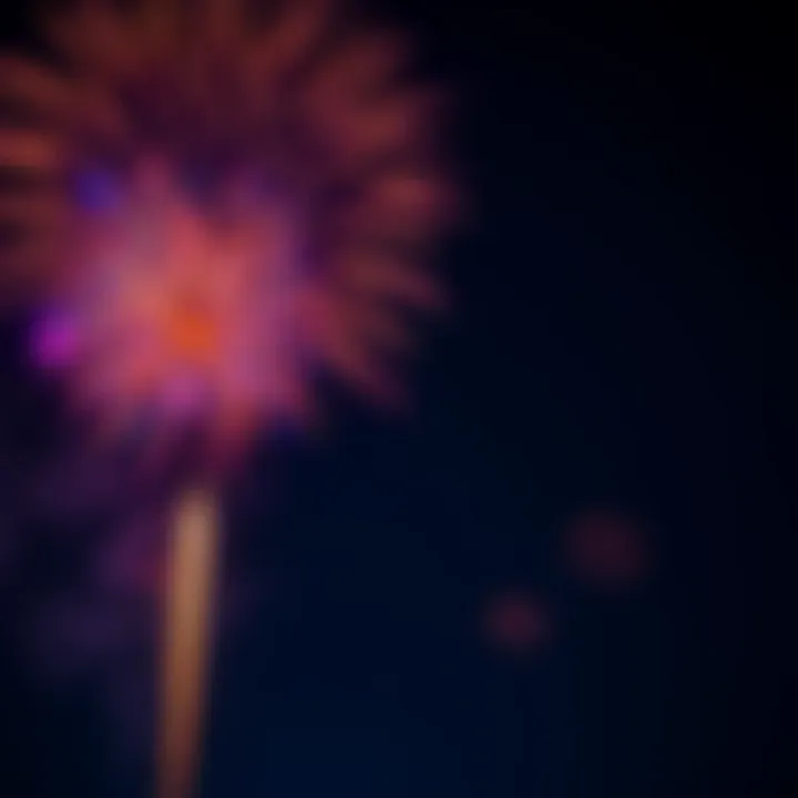 Colorful fireworks bursting in the night sky, symbolizing inner transformation and joy during daily practice