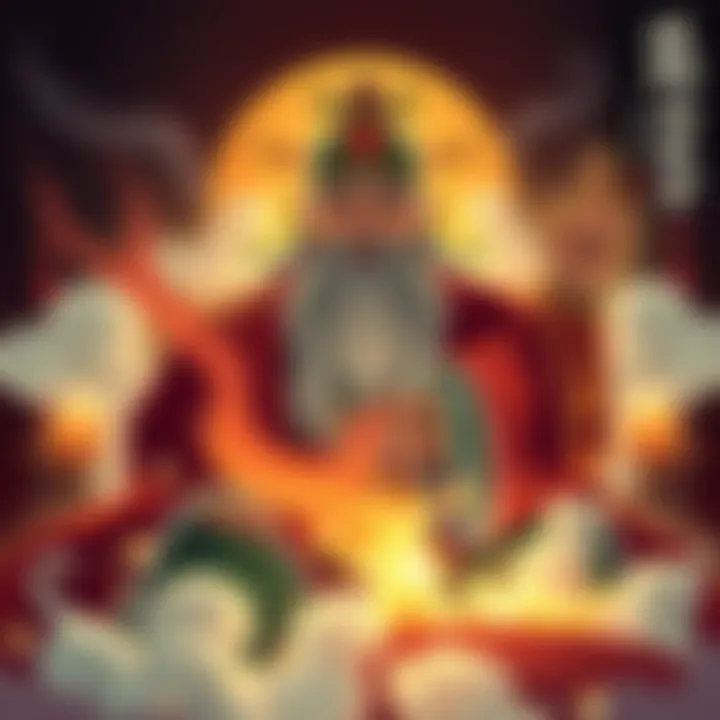 Illustration showing Shangdi and the Jade Emperor together, surrounded by symbols of Chinese spirituality.