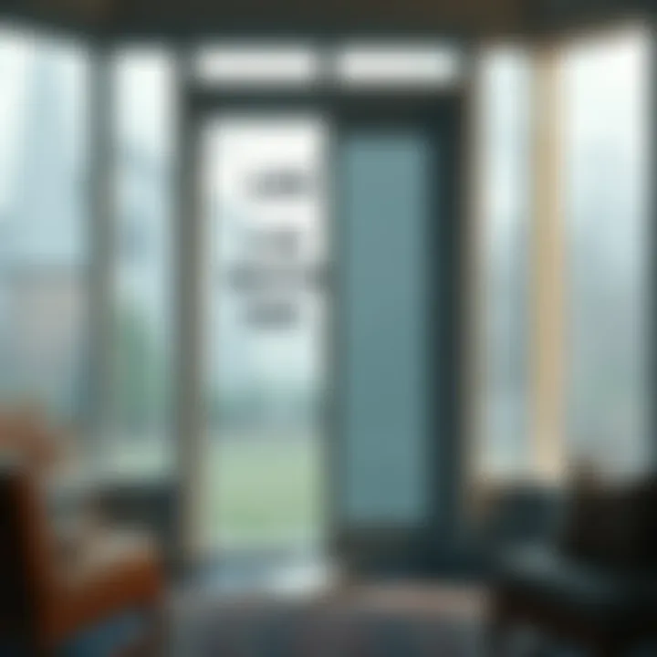 Shattered Door in Sunroom A broken sliding door in a sunroom with strange messages appearing on the glass