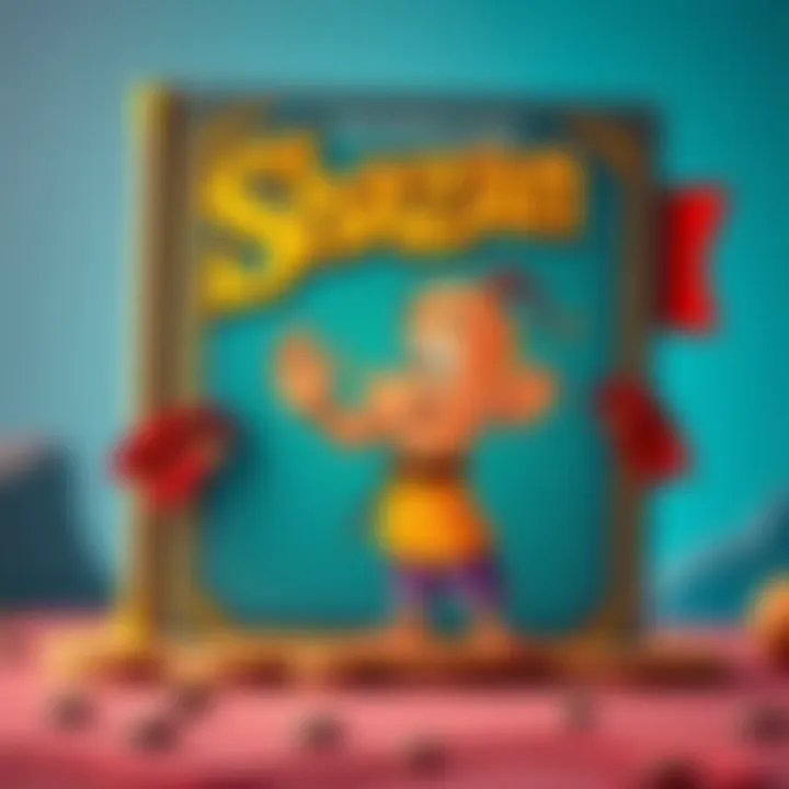 The book cover features a cartoon genie-like character with colorful designs and bold lettering.