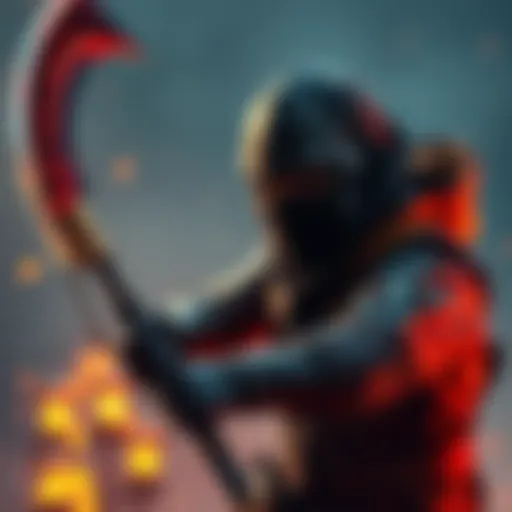 A shifter in combat, wielding a double-sided scythe, ready for battle in a DR scenario.