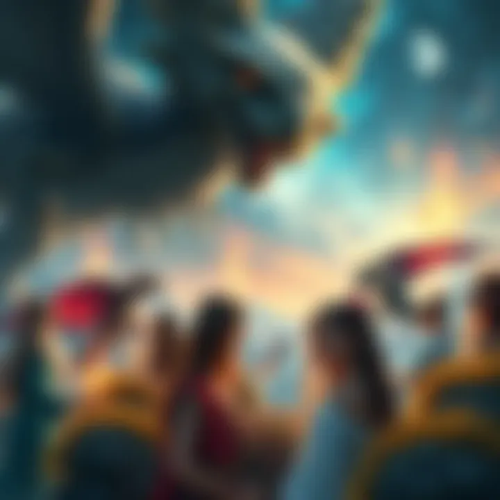 A group of shifters in a vibrant fantasy landscape, featuring mythical creatures and magical scenes, showing their preference for fantasy themes over historical ones.