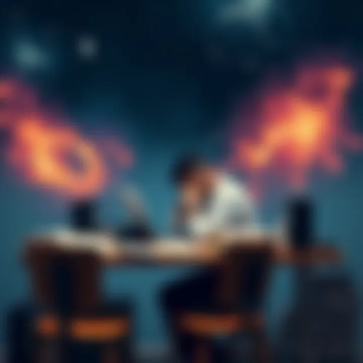 Studying Shifting Techniques A person studying at a desk surrounded by books and notes, with a cosmic background representing shifting techniques.