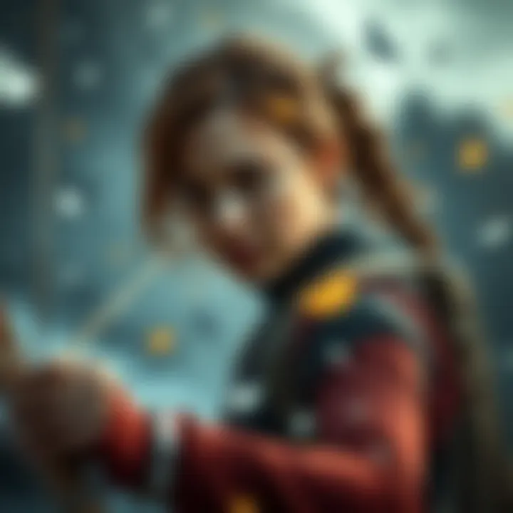 Shifting Adventure with Katniss Everdeen A vivid portrayal of a shifting scene featuring a character resembling Katniss Everdeen in an adventurous backdrop.