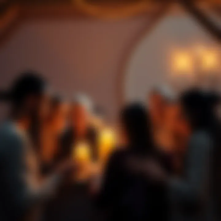 A group of people sharing stories about their experiences with Goetia for shifting, with candles and symbols in the background.