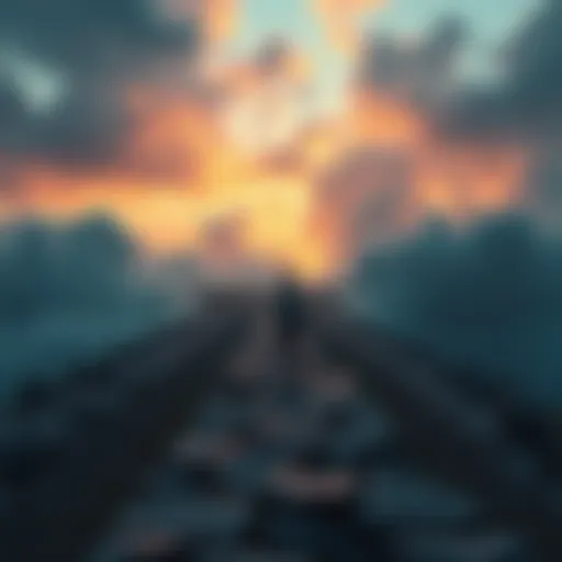 A person standing at a crossroads with multiple paths leading to different worlds, representing the idea of shifting and multiverse experiences.