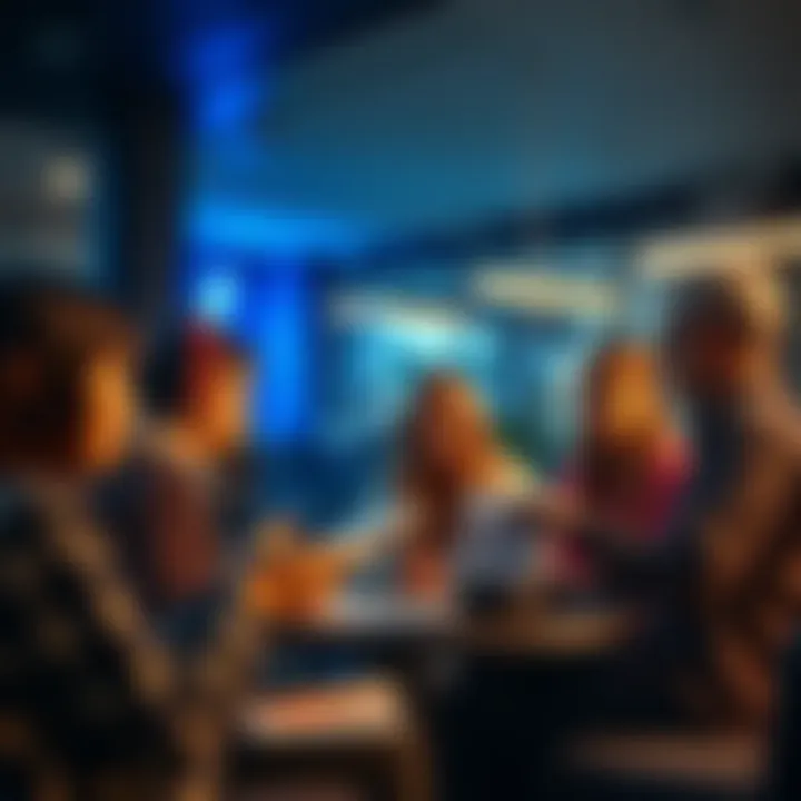 A group of people discussing and examining notes about shifting and spiritual phenomena in a casual setting.