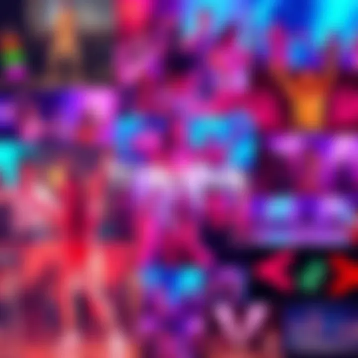 A vibrant collage showing various Shifttok videos with energetic dance moves and colorful visuals on TikTok.