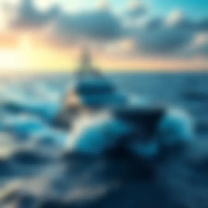 A large vessel moving through ocean waves, showcasing stability and navigation principles.