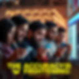 A group of people reacting with surprise at their phones while looking at trending posts about accuracy