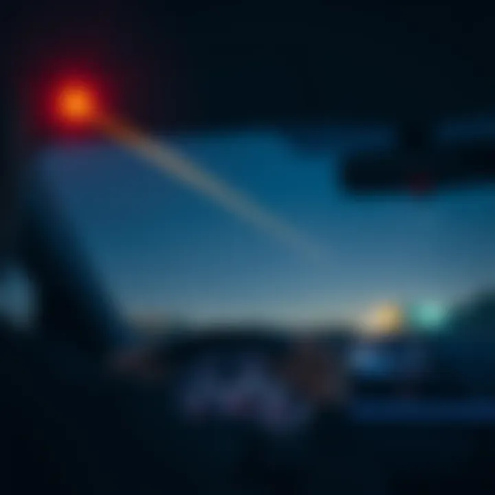 A person driving at dawn, with a shooting star visible in the sky as music plays in the background