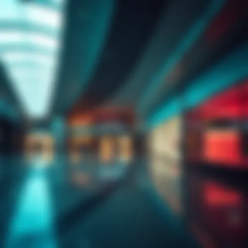 A view of a nearly empty shopping mall, showing dim lighting and deserted storefronts, evoking a sense of fear and isolation.