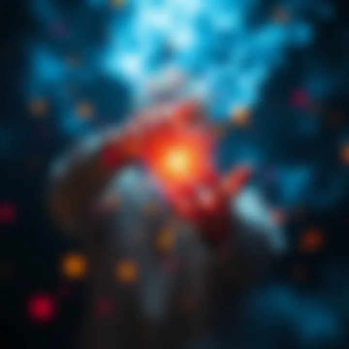 Short Spells in Action A person casting a short spell with colorful lights and magical symbols around them, illustrating the effectiveness of quick intentions.